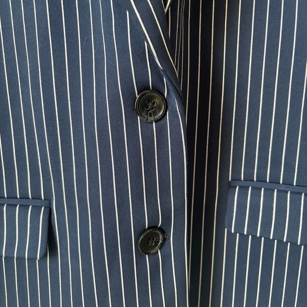 Leze The Lable Sierra Boyfriend Pinstripe Blue White Blazer Women's Medium - Picture 4 of 13